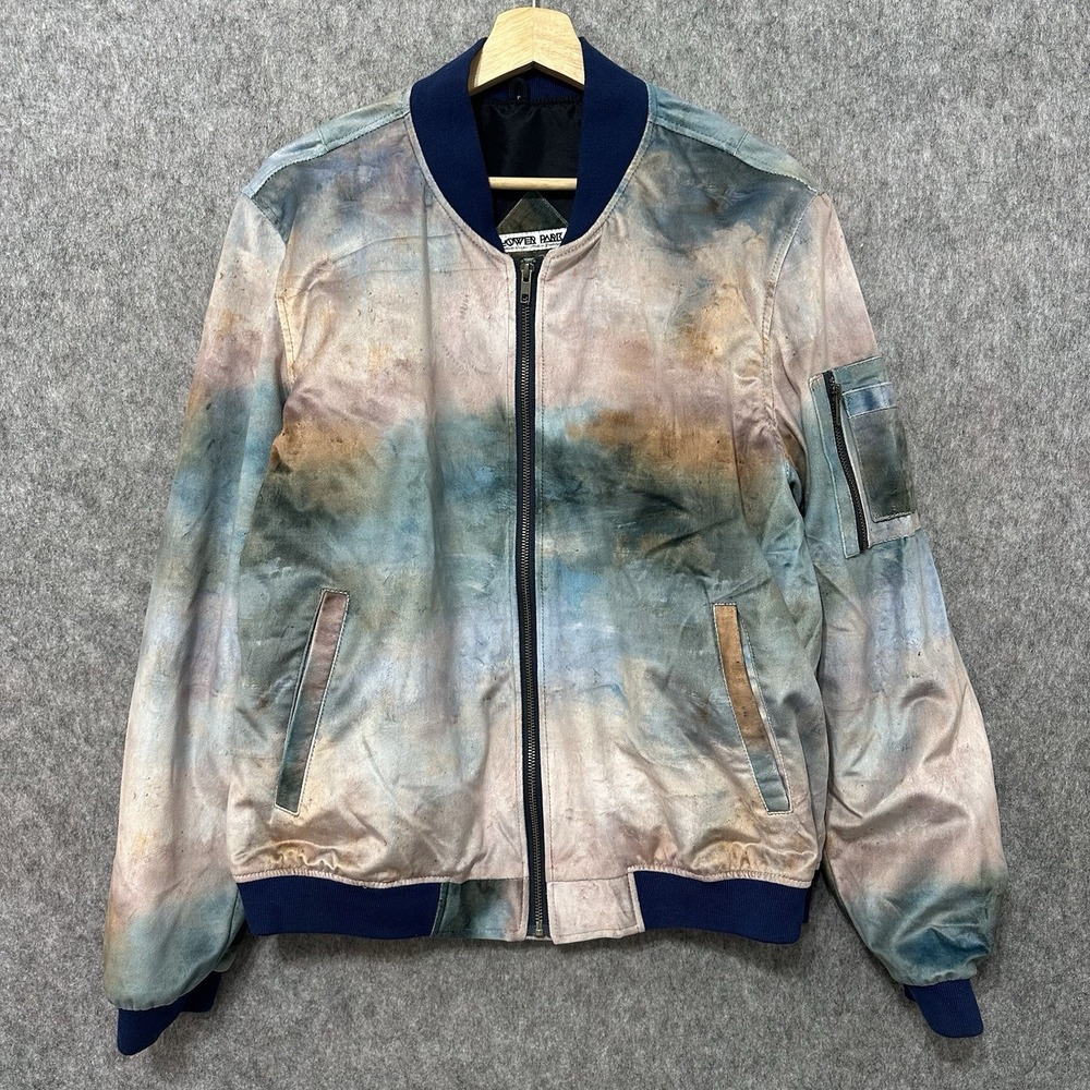 Lower Park Bomber Jacket Women's Size L Tie Dye Distressed Full Zip Streetwear